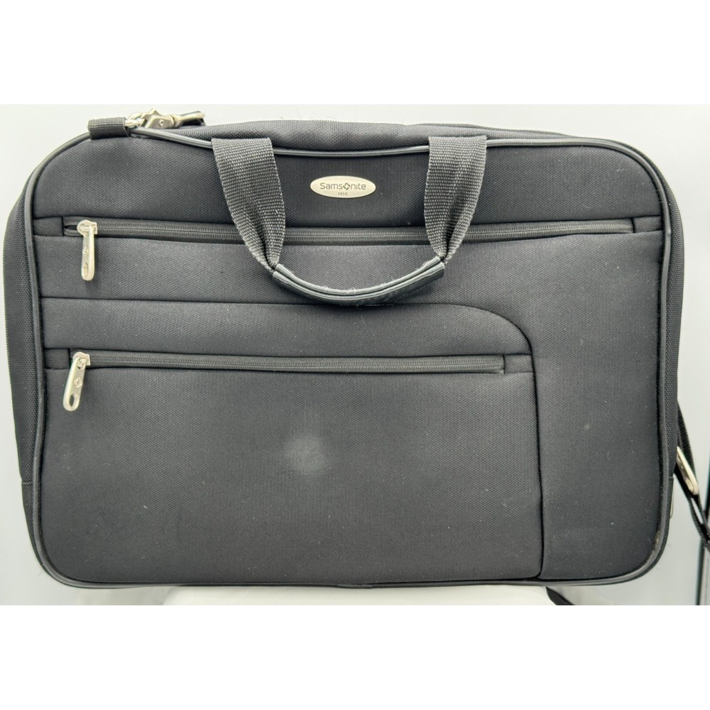 Samsonite Black 1910 Padded Nylon Laptop Briefcase W/Detachable Shoulder Strap